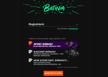 Betinia regisztráció