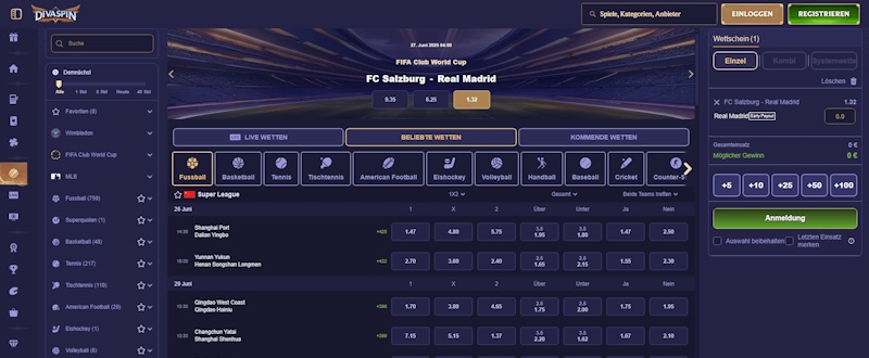 Diva Spin Sportwetten