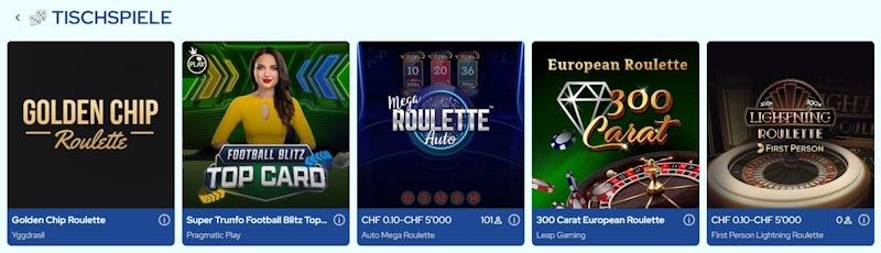 Dolfwin Casino Tischspiele