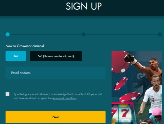 Grosvenor Sports sign up process