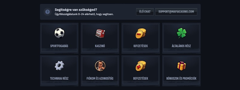 Mafia kaszinó ügyfélszolgálat