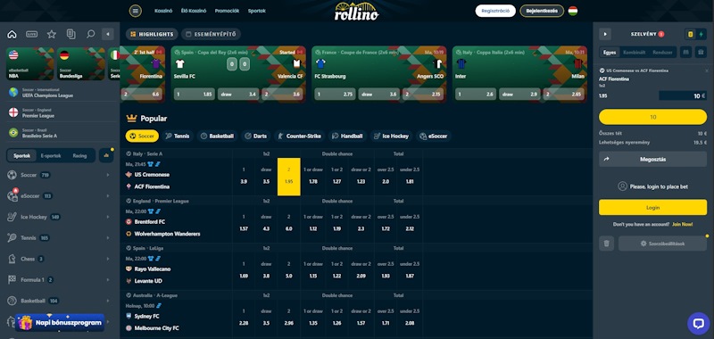 Rollino sportfogadás