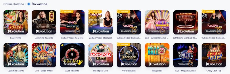Vulkan Vegas kaszinó élő játékok