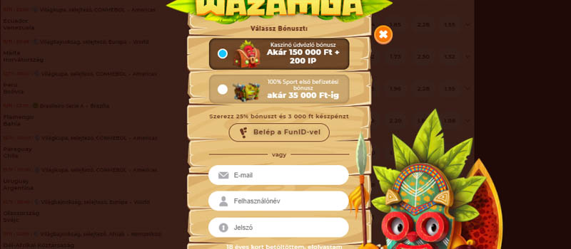 A Wazamba regisztráció