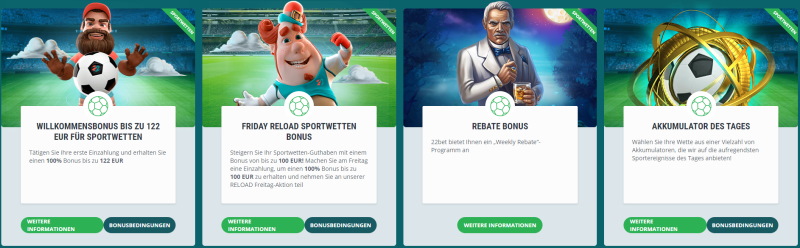 Schöne 22bet Bonus Angebote für Sportwetten