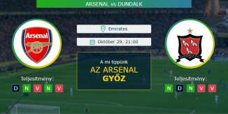 Arsenal - Dundalk 29.10.2020 Tippek Európa Liga