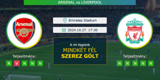 Arsenal - Liverpool 27.10.2024. Tippek Premier League