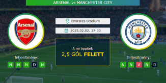 Arsenal - Manchester City 02.02.2025. Tippek Premier League