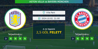 Aston Villa - Bayern München 02.10.2024. Tippek Bundesliga