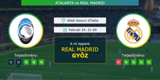 Atalanta – Real Madrid 24.02.2021 Tippek Bajnokok Ligája