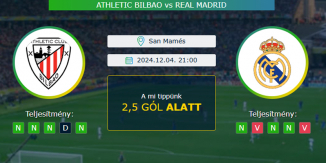 Athletic Bilbao - Real Madrid 04.12.2024. Tippek LaLiga