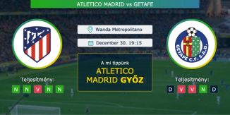 Atletico Madrid – Getafe 30.12.2020 Tippek La Liga