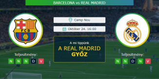 Barcelona - Real Madrid 24.10.2020 Tippek La Liga