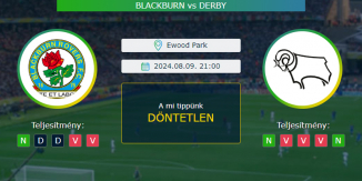 Blackburn- Derby 09.08.2024. Tippek EFL Championship