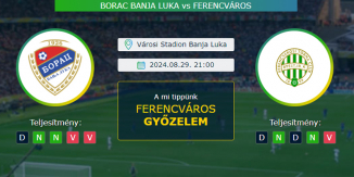 Borac Banja Luka - Ferencváros 29.08.2024. Tippek Európa-liga