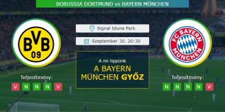 Borussia Dortmund- Bayern München 30.09.2020 Tippek Német Szuperkupa