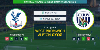 Crystal Palace – West Bromwich Albion 13.03.2021 Tippek Premier League