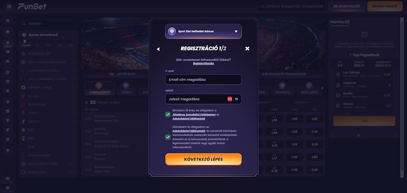 Funbet regisztráció