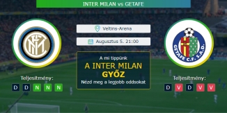 Inter Milan - Getafe 05.08.2020 Tippek Európa Liga