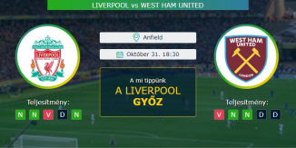 Liverpool - West Ham United 31.10.2020 Tippek Premier League