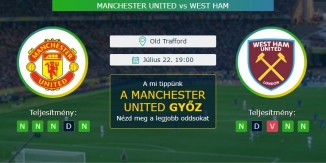 Manchester United - West Ham 22.07.2020 Tippek Premier League