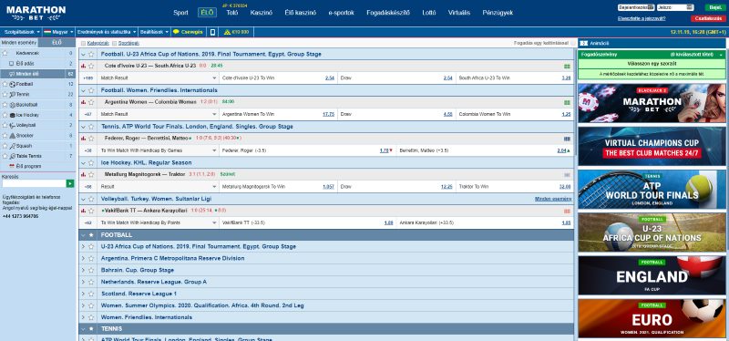 Az élő fogadás a Marathonbet-nél fantasztikus