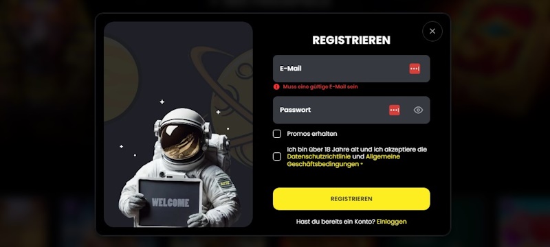 MoonWin Casino Anmeldung