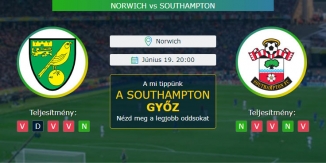 Norwich - Southampton 2020 június 19 Tippek Premier League