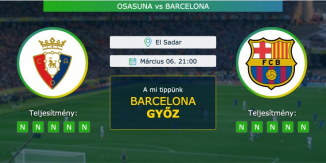 Osasuna – Barcelona 06.03.2021 Tippek La Liga