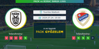 PAOK - Borac Banja Luka 24.07.2024. Tippek Bajnokok Ligája