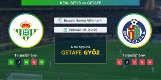 Real Betis – Getafe 19.02.2021 Tippek La Liga