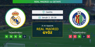 Real Madrid – Getafe 02.01.2021 Tippek La Liga