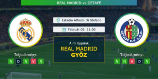 Real Madrid – Getafe 09.02.2021 Tippek La Liga