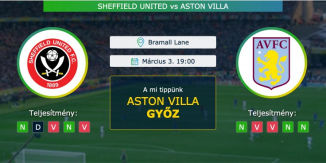 Sheffield United – Aston Villa 03.03.2021 Tippek Premier League