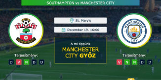 Southampton – Manchester City 19.12.2020 Tippek Premier League