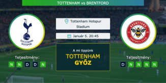 Tottenham – Brentford 05.01.2021 Tippek Angol Ligakupa