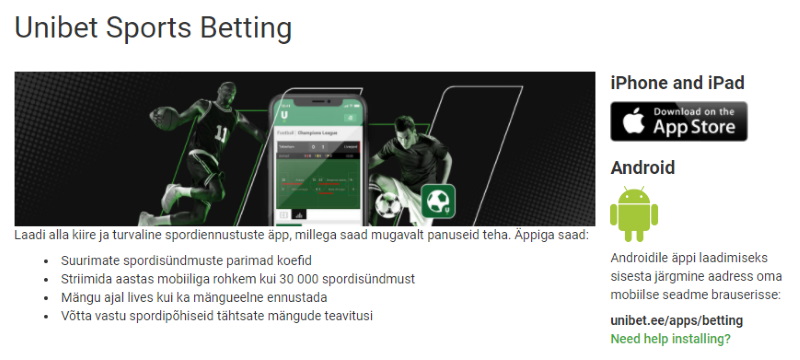 Unibet mobile äpp