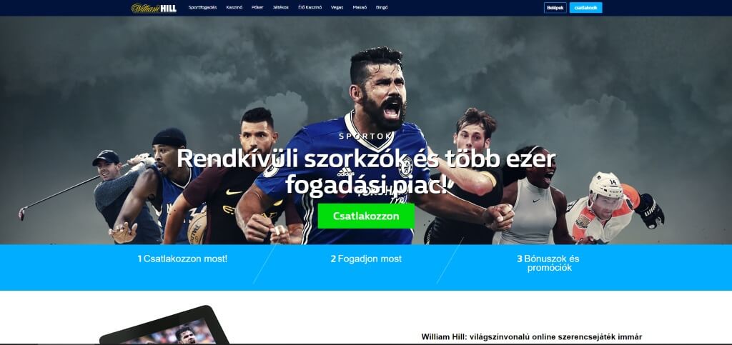 William Hill dizájn és funkcionalitás