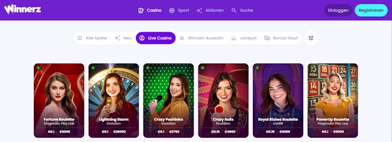 Winnerz Live Casino Spiele